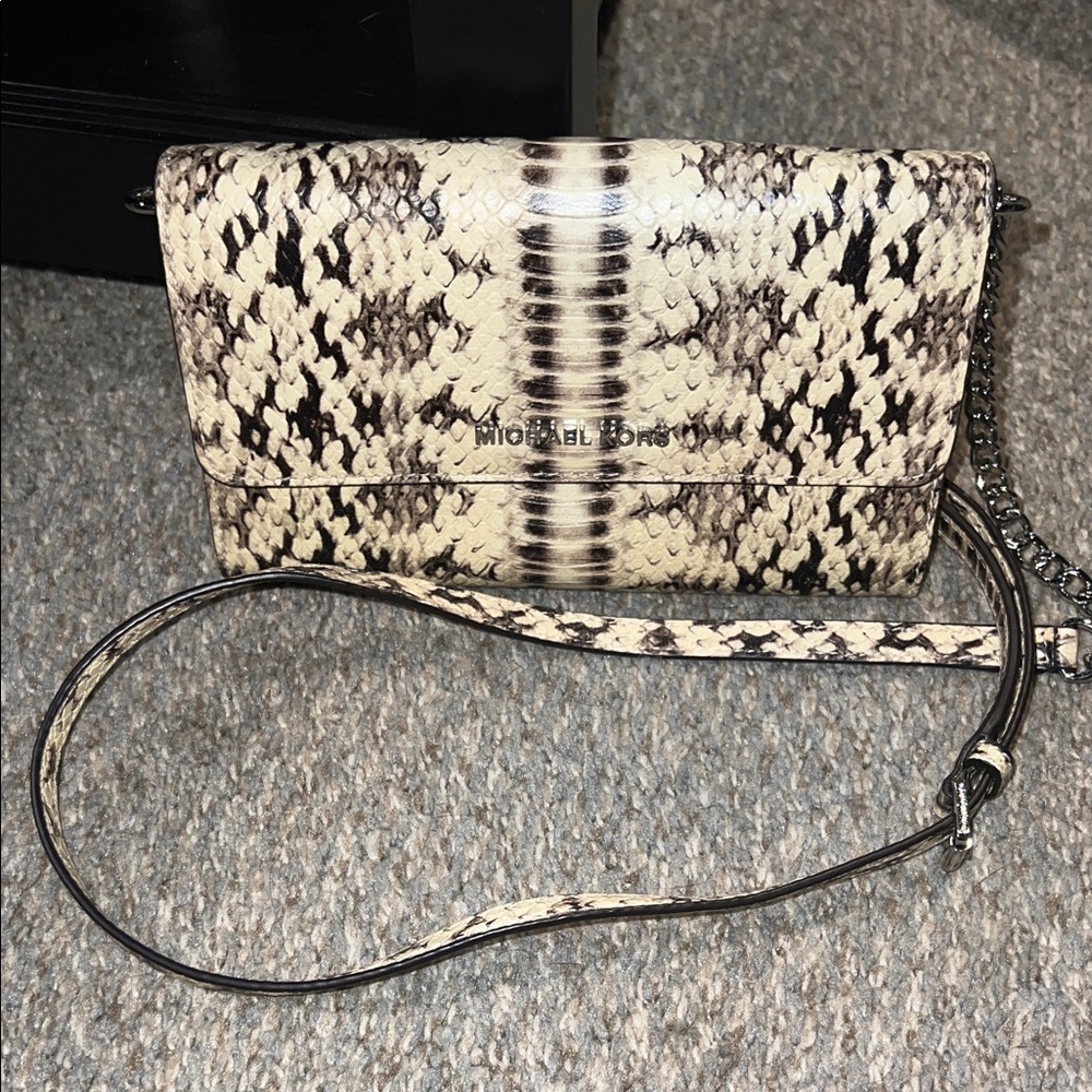 Michael Kors Python Pattern Crossbody Bag - Black… - image 6